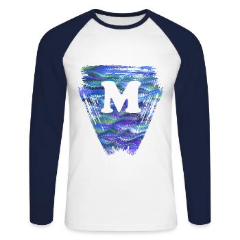Dreieck E 103 m - T-shirt baseball manches longues Homme - blanc/marine - Devant - Nik (191cm)