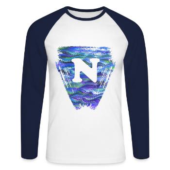 Dreieck E 103 N - T-shirt baseball manches longues Homme - blanc/marine - Devant - Nik (191cm)