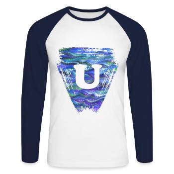 Triangle E 103 U - T-shirt baseball manches longues Homme - blanc/marine - Devant - Nik (191cm)