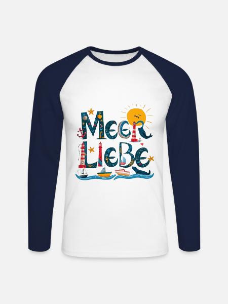 MeeresLiebe  - Unisex Baseballshirt langarm - Weiß/Navy