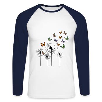 Pusteblume and butterflies - Unisex Long Sleeve Baseball T-Shirt - white/navy - Front - Nik (191cm)
