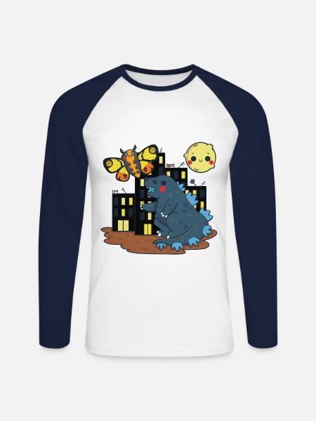 Le combat des monstres - T-shirt baseball manches longues Homme - blanc/marine