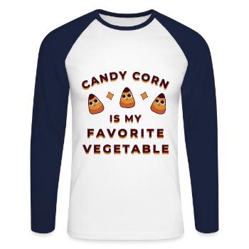 Candy Corn Halloween - Unisex Long Sleeve Baseball T-Shirt - white/navy - Front - Nik (191cm)