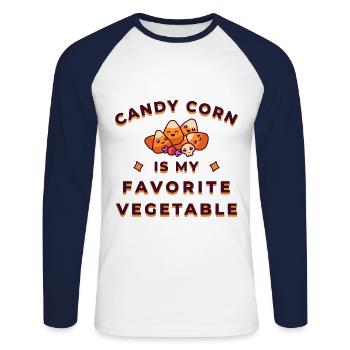 Candy Corn Halloween - T-shirt baseball manches longues Homme - blanc/marine - Devant - Nik (191cm)