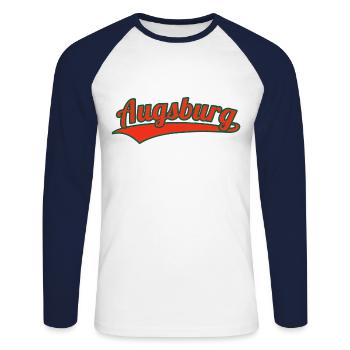 Augsburg Deutschland Heimatstadt - Unisex Baseballshirt langarm - Weiß/Navy - Vorne - Nik (191cm)