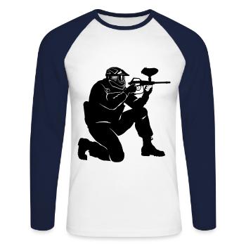 Paintball - T-shirt baseball manches longues Homme - blanc/marine - Devant - Nik (191cm)