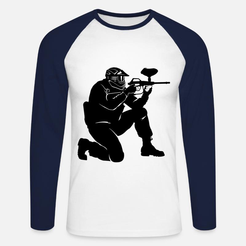 Paintball - Unisex Baseballshirt langarm - Weiß/Navy
