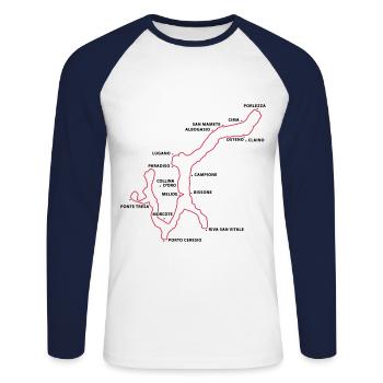 lago di lugano - LAC LUGAN avec des places - T-shirt baseball manches longues Homme - blanc/marine - Devant - Nik (191cm)