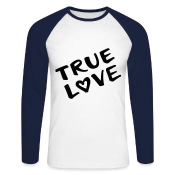 vrai amour vrai amour - T-shirt baseball manches longues Homme - blanc/marine - Devant - Nik (191cm)