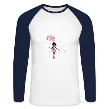 THE GIRL WITH A FLOWER UMBRELLA - Unisex Long Sleeve Baseball T-Shirt - white/navy - Front - Nik (191cm)