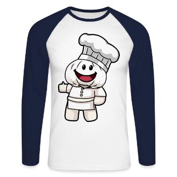 Chef Cooking Kitchen Garlic Healthy Vegan - Unisex Long Sleeve Baseball T-Shirt - white/navy - Front - Nik (191cm)