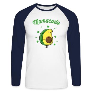 Mamacado - Idée drôle de cadeau de maman pour la future maman - T-shirt baseball manches longues Homme - blanc/marine - Devant - Nik (191cm)