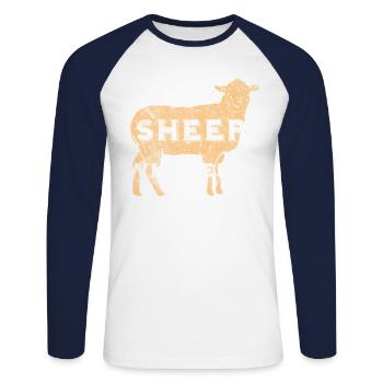 SHEEP Whisperer Vintage Geschenk für Farm Lamb Lover - Unisex Baseballshirt langarm - Weiß/Navy - Vorne - Nik (191cm)