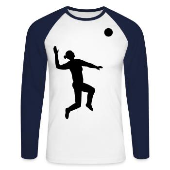 Graceful Volleyball Jump Black - Unisex Long Sleeve Baseball T-Shirt - white/navy - Front - Nik (191cm)