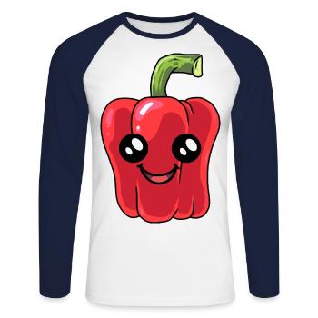 Peppers Peppers Vegetables Vegetarian Cook - Unisex Long Sleeve Baseball T-Shirt - white/navy - Front - Nik (191cm)