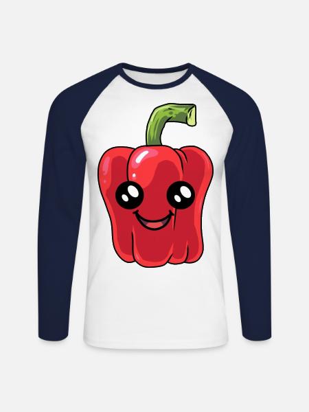 Peppers Peppers Vegetables Vegetarian Cook - Unisex Long Sleeve Baseball T-Shirt - white/navy