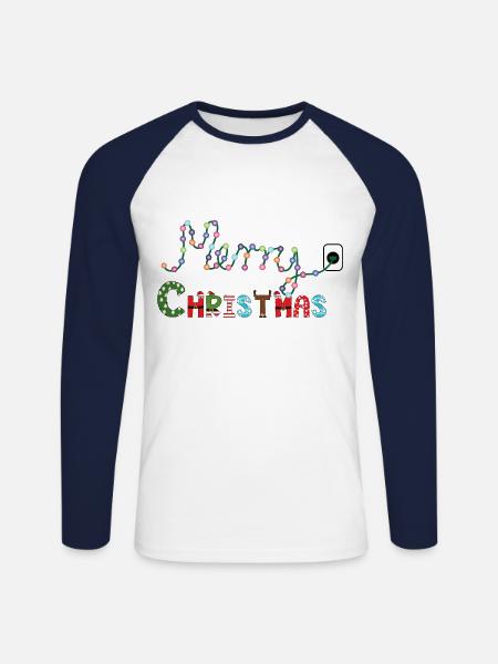 Christmas tree lights - Unisex Long Sleeve Baseball T-Shirt - white/navy