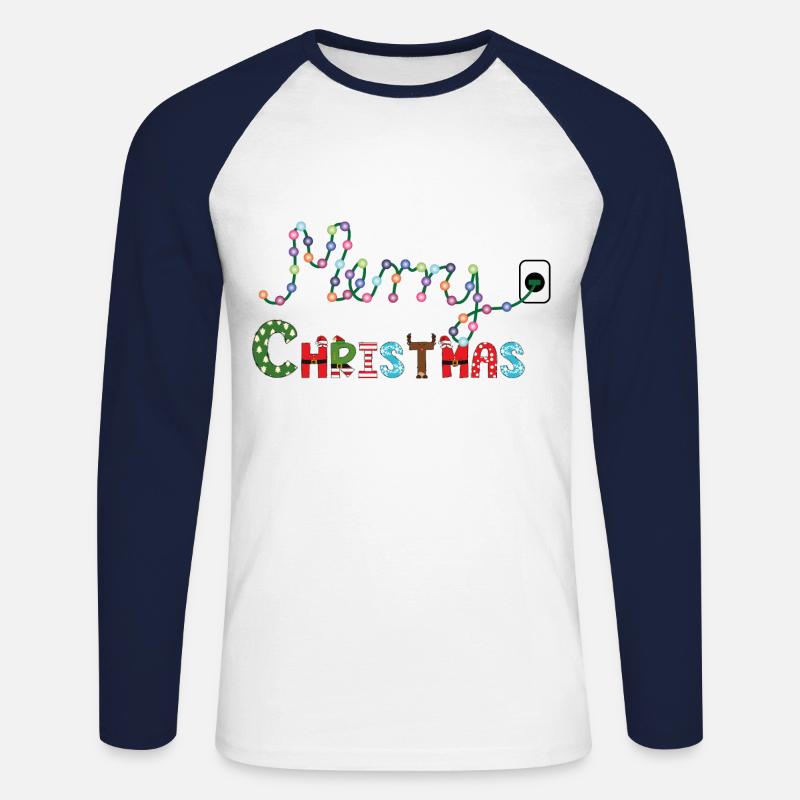 Weihnachtsbaumbeleuchtung - Unisex Baseballshirt langarm - Weiß/Navy