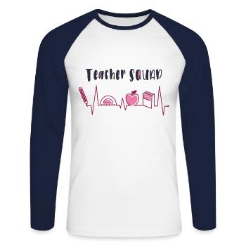 Lehrerin Trupp, Lehrer Trupp - Unisex Baseballshirt langarm - Weiß/Navy - Vorne - Nik (191cm)