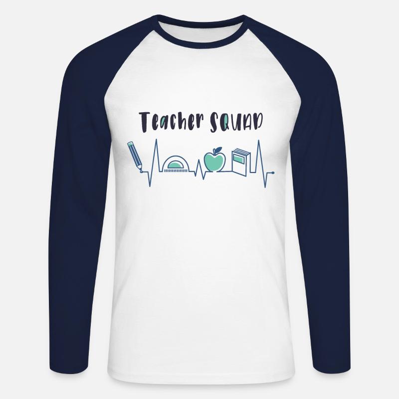 Escouade d’enseignants, Escouade d’enseignants - T-shirt baseball manches longues Homme - blanc/marine