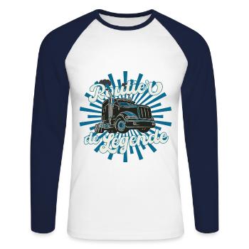 Routier de légende cadeau homme chauffeur routier - T-shirt baseball manches longues Homme - blanc/marine - Devant - Nik (191cm)
