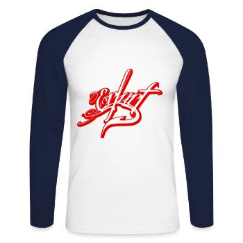 Erfurt - T-shirt baseball manches longues Homme - blanc/marine - Devant - Nik (191cm)