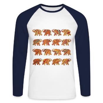 12 elephants e 22 - Unisex Long Sleeve Baseball T-Shirt - white/navy - Front - Nik (191cm)