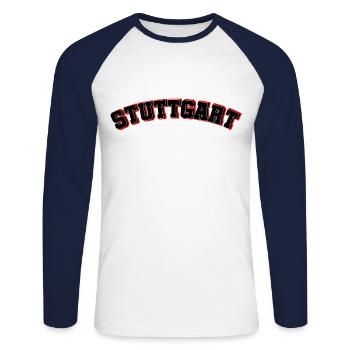 Stuttgart Schwabenstadt Team - T-shirt baseball manches longues Homme - blanc/marine - Devant - Nik (191cm)