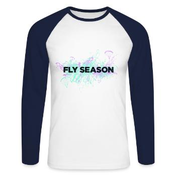 Fly Season Paragliding - Unisex Long Sleeve Baseball T-Shirt - white/navy - Front - Nik (191cm)