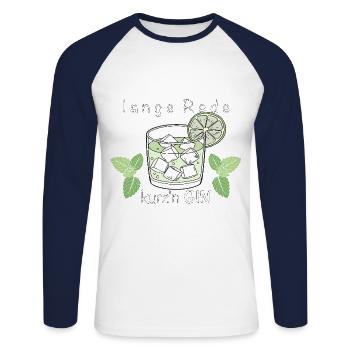 Erfrischender Gin – stilvolles Glas mit Minze und - Unisex Baseballshirt langarm - Weiß/Navy - Vorne - Nik (191cm)