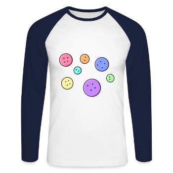 Boutons colorés drôles passe-temps cadeau bricolage fait main - T-shirt baseball manches longues Homme - blanc/marine - Devant - Nik (191cm)