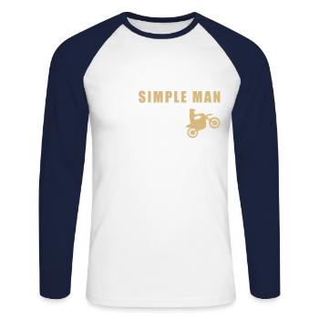 MOTOCROSS I’M A Simple Man - T-shirt baseball manches longues Homme - blanc/marine - Devant - Nik (191cm)
