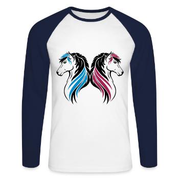 Horse funny gift idea horse pony riding love - Unisex Long Sleeve Baseball T-Shirt - white/navy - Front - Nik (191cm)