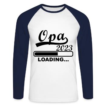 Opa 2023 loading - Unisex Baseballshirt langarm - Weiß/Navy - Vorne - Nik (191cm)