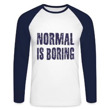 Normal est ennuyeux - T-shirt baseball manches longues Homme - blanc/marine - Devant - Nik (191cm)