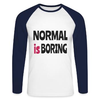 Normal est ennuyeux - T-shirt baseball manches longues Homme - blanc/marine - Devant - Nik (191cm)