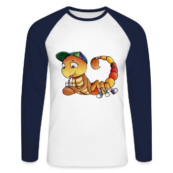 Zodiaque: Scorpion - T-shirt baseball manches longues Homme - blanc/marine - Devant - Nik (191cm)