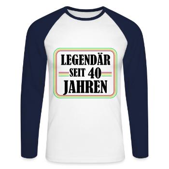 Legendary for 40 years, 40 birthday, finally 40 - Unisex Long Sleeve Baseball T-Shirt - white/navy - Front - Nik (191cm)