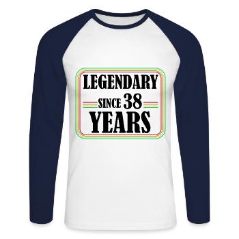 Legendary for 38 years, 38 birthday, finally 38 - Unisex Long Sleeve Baseball T-Shirt - white/navy - Front - Nik (191cm)
