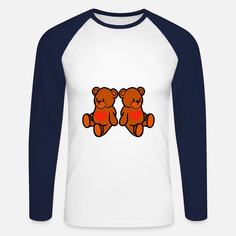 Teddybär - Unisex Baseballshirt langarm - Weiß/Navy