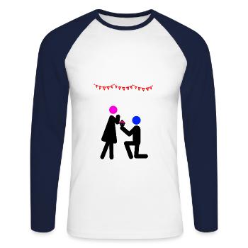 Heiratsantrag - Unisex Baseballshirt langarm - Weiß/Navy - Vorne - Nik (191cm)