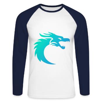 Drache - Unisex Baseballshirt langarm - Weiß/Navy - Vorne - Nik (191cm)