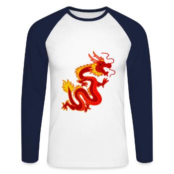 Dragon - Unisex Long Sleeve Baseball T-Shirt - white/navy - Front - Nik (191cm)