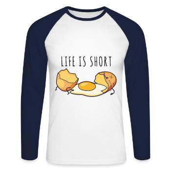 Lustiges Food Essen Foodist Foodie Geschenk Ei - Unisex Baseballshirt langarm - Weiß/Navy - Vorne - Nik (191cm)