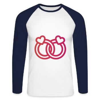 bague de mariage - T-shirt baseball manches longues Homme - blanc/marine - Devant - Nik (191cm)