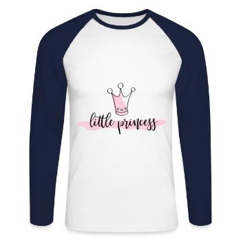 petite princesse - T-shirt baseball manches longues Homme - blanc/marine - Devant - Nik (191cm)