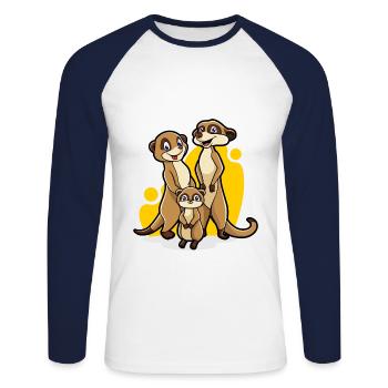 Erdmännchen Familie - Unisex Baseballshirt langarm - Weiß/Navy - Vorne - Nik (191cm)