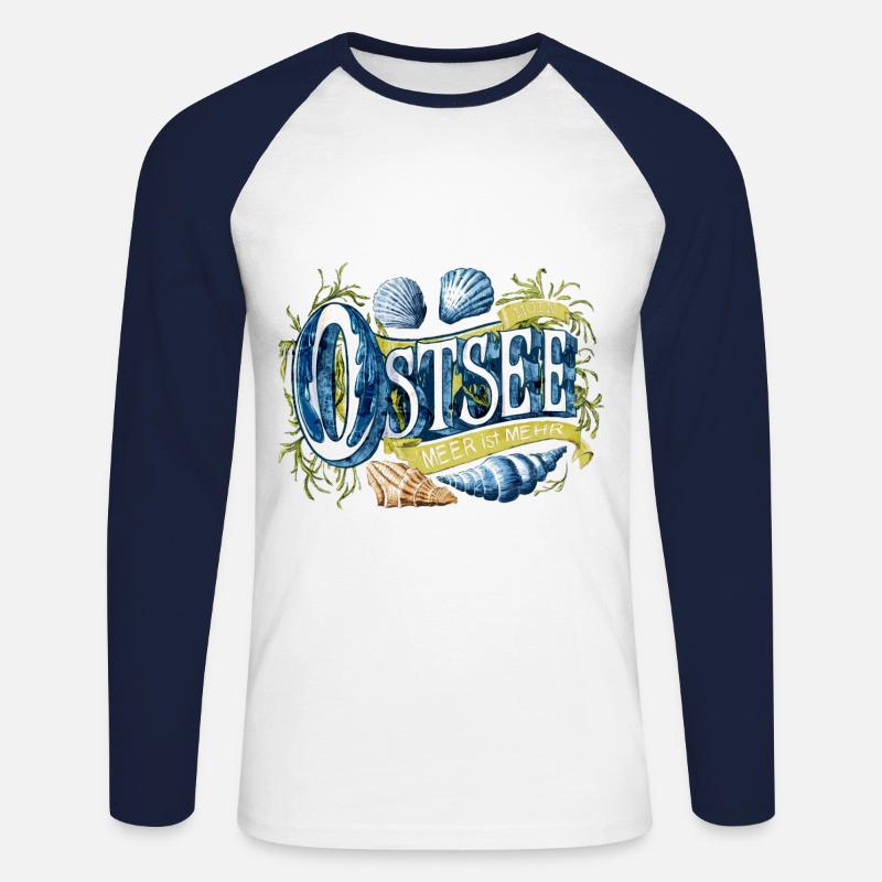 Ostsee Spruch - Unisex Baseballshirt langarm - Weiß/Navy