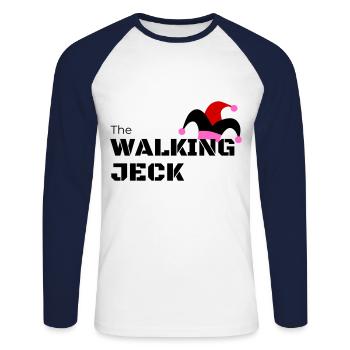 JECK JEAH - Unisex Baseballshirt langarm - Weiß/Navy - Vorne - Nik (191cm)
