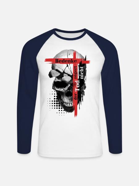 Trash Skull - Unisex Long Sleeve Baseball T-Shirt - white/navy